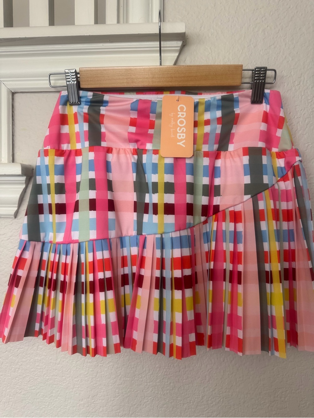 CROSBY by Mollie Burch Pink Multi-Color Pleated Mini Skirt